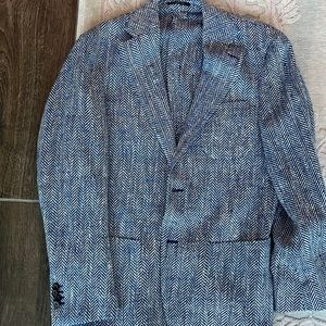 Suitsupply Blue and White Herringbone Blazer